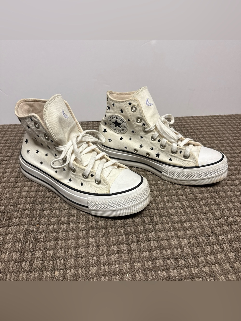 Converse Embroidered Crystal Energy and Stars Platform High-Tops Size 8W - Picture 3 of 7